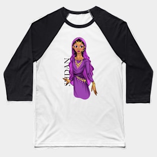 Black is Beautiful - Sudan Afrocentric Melanin Girl in traditional outfit Baseball T-Shirt